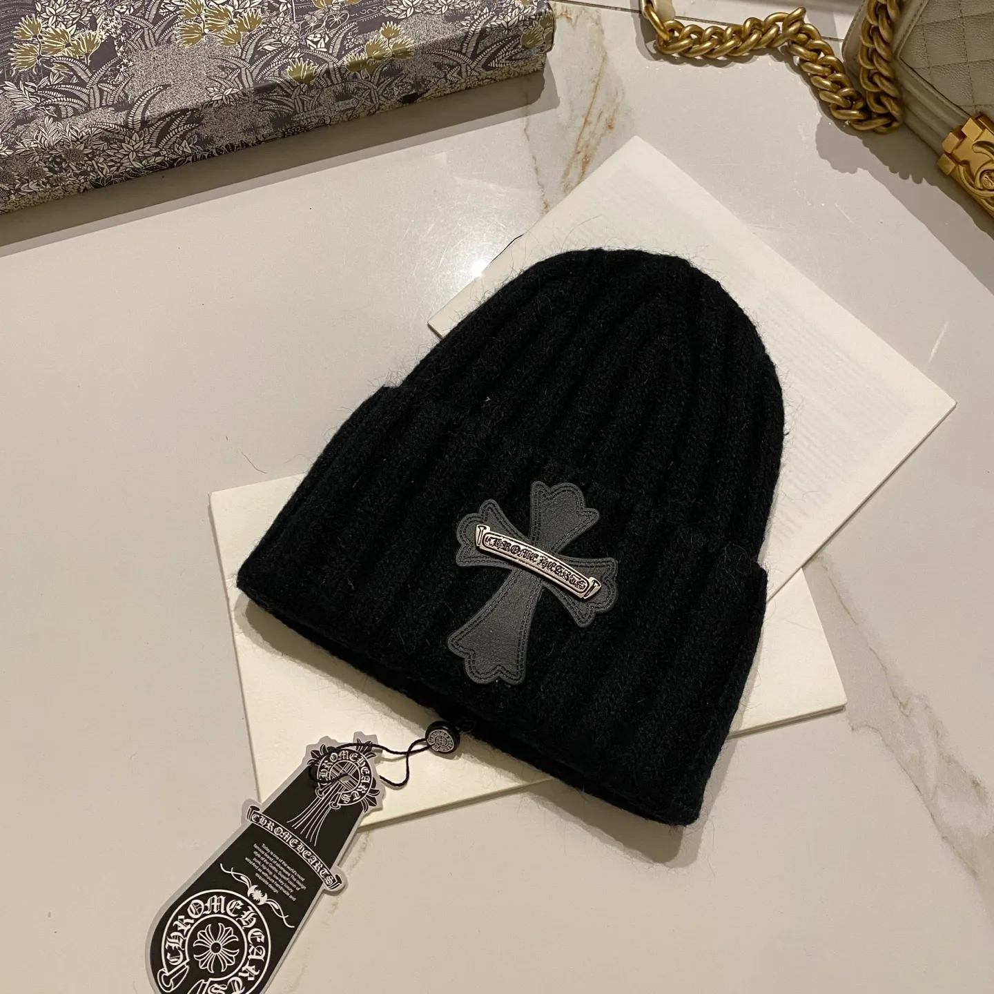 Crow Heart Rabbit Fur Knitted Hat